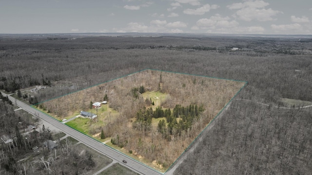 7654 M 32 E, Johannesburg, MI 49751 - aerial view of sparsely populated area featuring property parcel outlined