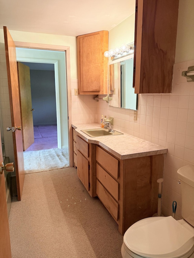 7654 M 32 E, Johannesburg, MI 49751 - bathroom with vanity, toilet, and tile walls