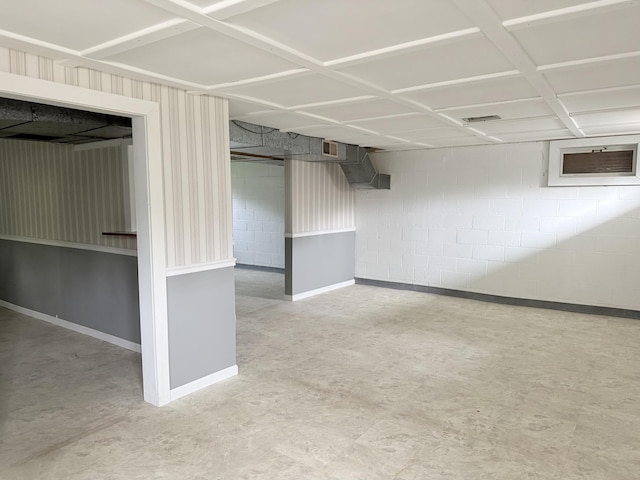 7654 M 32 E, Johannesburg, MI 49751 - finished below grade area featuring concrete block wall and baseboards