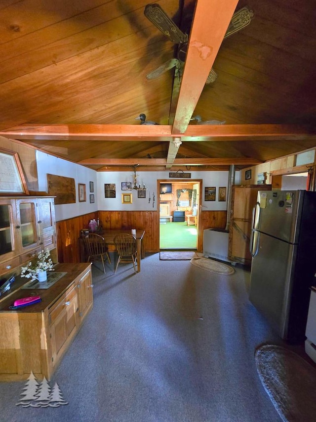 4097 Sunset Dr, Lewiston, MI 49756 - miscellaneous room featuring wooden ceiling, wooden walls, and wainscoting