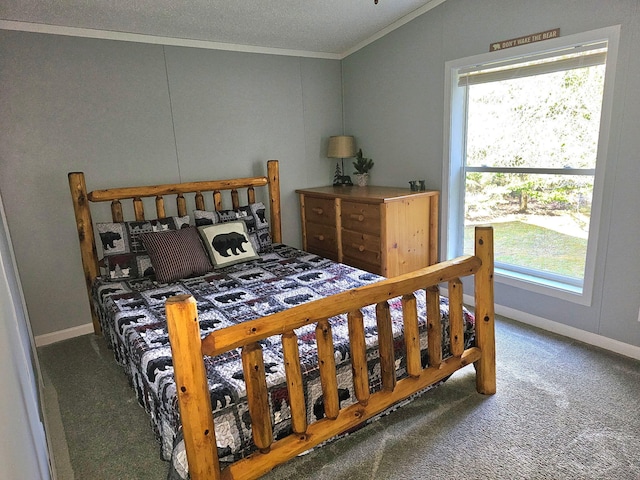 10340 US-23, Cheboygan, MI 49721 - bedroom featuring carpet flooring, crown molding, multiple windows, and baseboards
