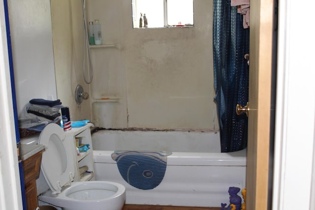 2032 W Oak Rd, Luzerne, MI 48636 - full bathroom with toilet and shower / bath combo with shower curtain