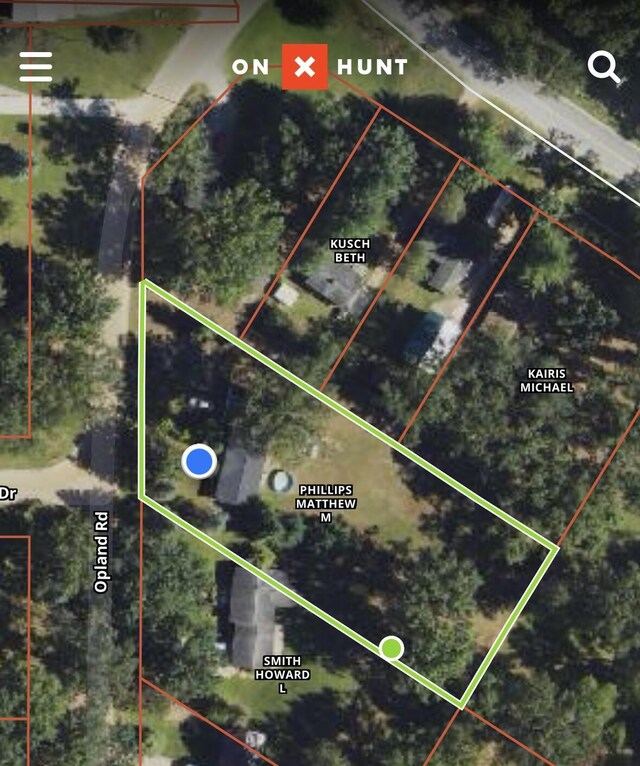 1654 Opland Rd, Gladwin, MI 48624 - aerial view of property's location with property boundaries highlighted