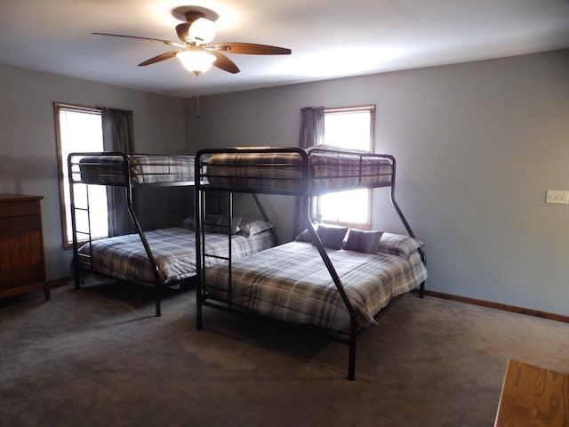 7928 Blueberry Ln, Johannesburg, MI 49751 - bedroom featuring carpet floors, baseboards, and ceiling fan