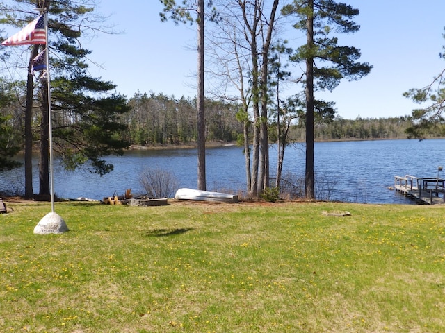 7928 Blueberry Ln, Johannesburg, MI 49751 - dock area with a yard and a water view