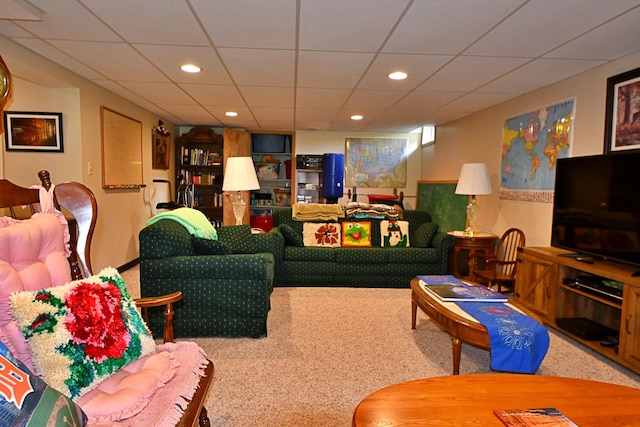 4930 Warrington Way, Gladwin, MI 48624 - carpeted living area with recessed lighting and a paneled ceiling