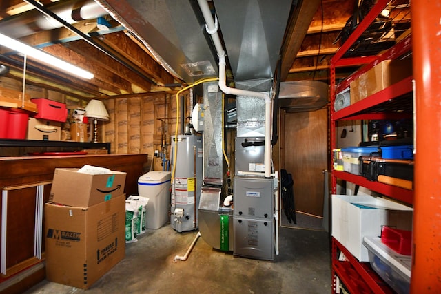 4930 Warrington Way, Gladwin, MI 48624 - utility room with gas water heater and heating unit