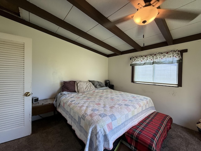 carpeted bedroom with a ceiling fan