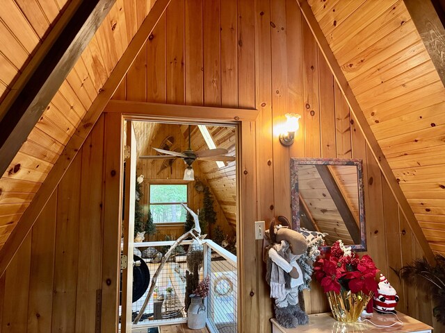 2733 Timberlane Trl, Grayling, MI 49738 - bonus room featuring lofted ceiling, wood walls, and wooden ceiling