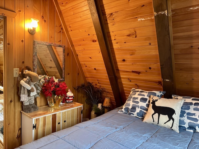 2733 Timberlane Trl, Grayling, MI 49738 - bedroom featuring wood walls