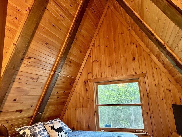 2733 Timberlane Trl, Grayling, MI 49738 - bedroom with wood ceiling and wooden walls