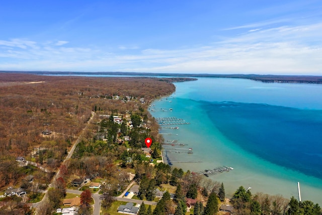 aerial overview of property's location with a large body of water