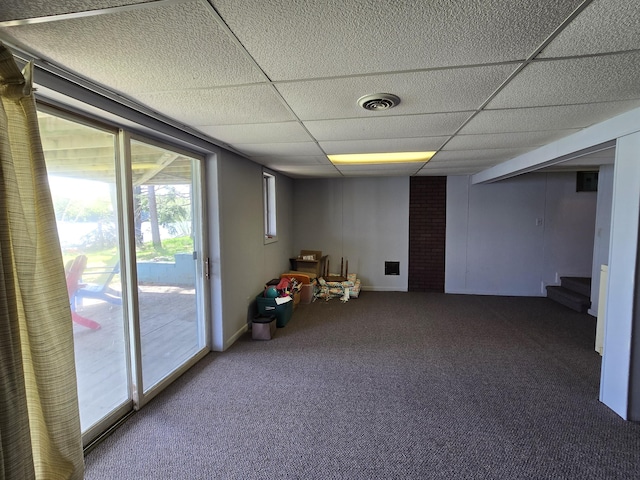2623 W Dixon Lake Dr, Gaylord, MI 49735 - game room with a paneled ceiling and carpet flooring