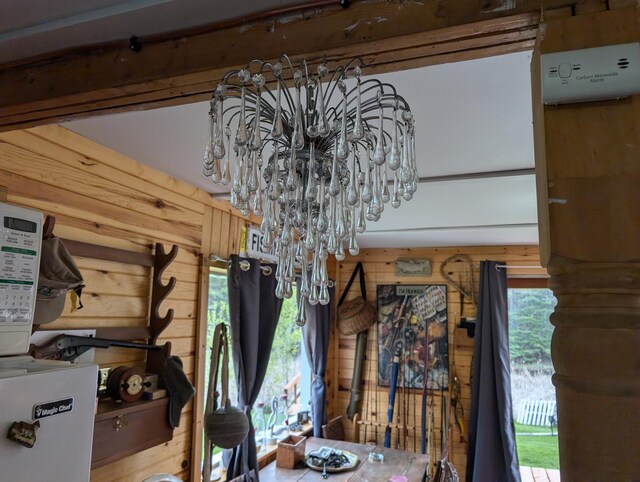 20563 S M32, Hillman, MI 49746 - detailed view of wooden walls and a chandelier