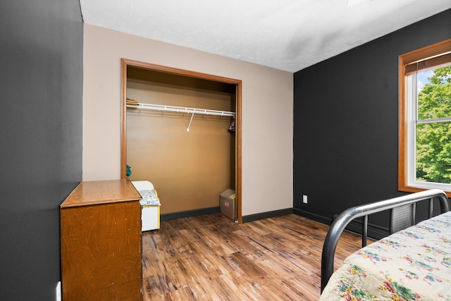 11758 Woodview Trl, Gaylord, MI 49735 - bedroom featuring wood finished floors, a closet, and baseboards