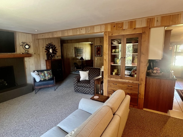 6475 W Legner Trl, Grayling, MI 49738 - living room featuring wooden walls and carpet