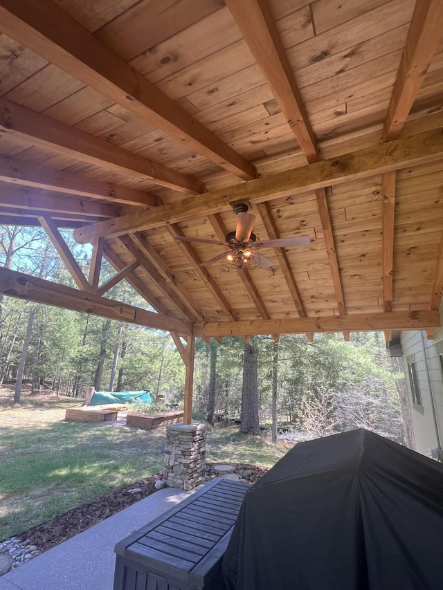 6475 W Legner Trl, Grayling, MI 49738 - view of patio with ceiling fan and a grill
