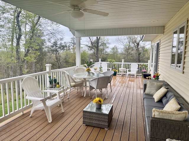870 Dalton Dr, Rose City, MI 48654 - deck with outdoor dining space and ceiling fan