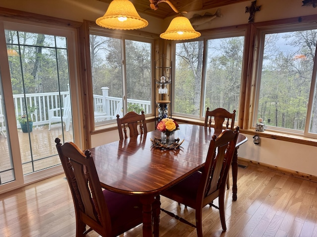 870 Dalton Dr, Rose City, MI 48654 - dining area with baseboards and light wood-style flooring