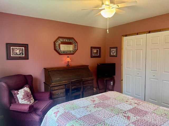 870 Dalton Dr, Rose City, MI 48654 - bedroom featuring a closet and a ceiling fan