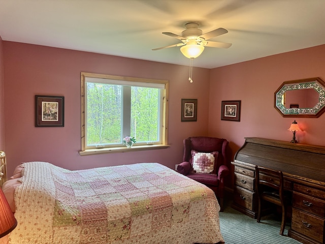 870 Dalton Dr, Rose City, MI 48654 - carpeted bedroom featuring a ceiling fan
