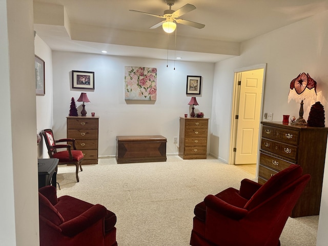 870 Dalton Dr, Rose City, MI 48654 - living area with carpet floors, a ceiling fan, baseboards, and recessed lighting