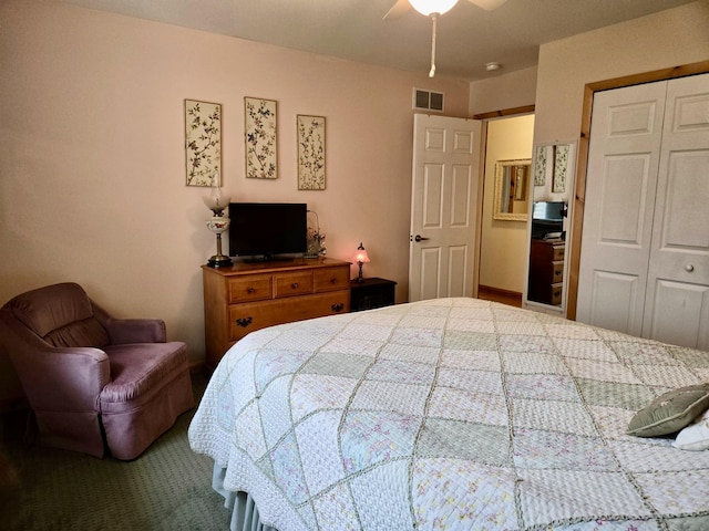 870 Dalton Dr, Rose City, MI 48654 - carpeted bedroom featuring a closet and a ceiling fan