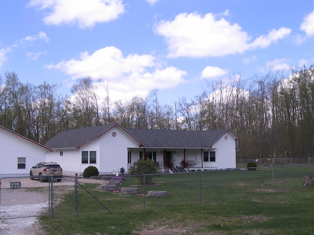 5198 Troopers Trl, Frederic, MI 49733 - ranch-style house featuring covered porch