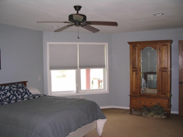 5198 Troopers Trl, Frederic, MI 49733 - carpeted bedroom featuring ceiling fan, baseboards, and recessed lighting
