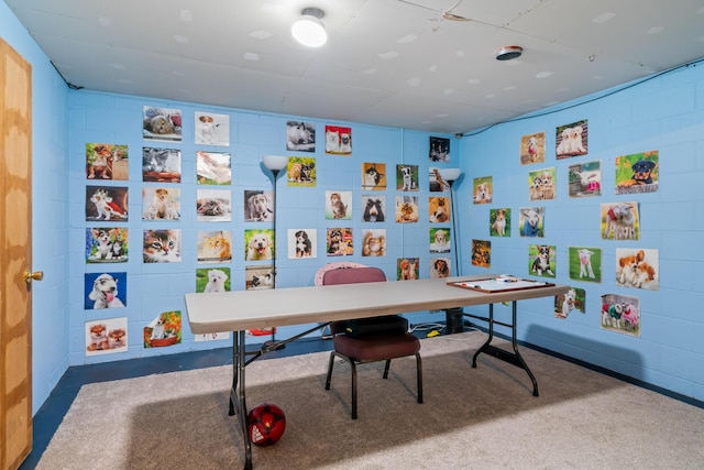 6727 Fisher Woods Rd, Indian River, MI 49749 - game room with concrete block wall and carpet