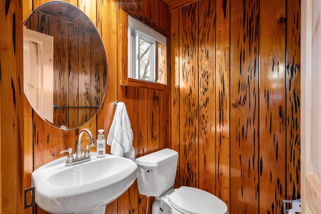 2286 Maxwell Rd, Petoskey, MI 49770 - half bath with a sink, wooden walls, and toilet