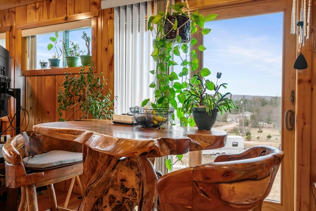 2286 Maxwell Rd, Petoskey, MI 49770 - dining area with wooden walls