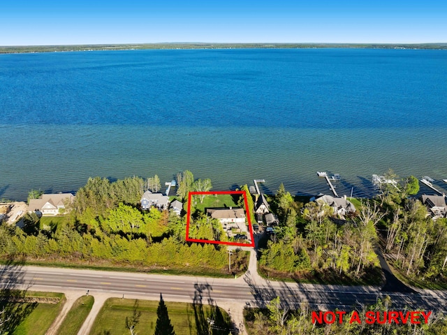 6620 N Straits Hwy, Cheboygan, MI 49721 - view of property location featuring property parcel outlined and a large body of water