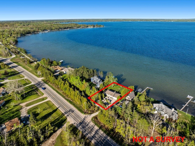 6620 N Straits Hwy, Cheboygan, MI 49721 - aerial view of property's location featuring a nearby body of water and property parcel outlined