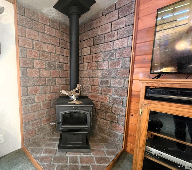 5844 Keipinger Trl, Grayling, MI 49738 - detailed view of a wood stove and carpet