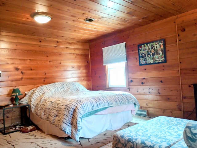 12243 E Houghton Lake Dr, Houghton Lake, MI 48629 - bedroom with wooden ceiling and wooden walls