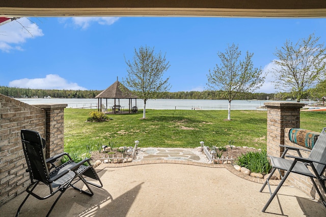 13042 Silver Lake Resort Rd, Wolverine, MI 49799 - view of patio / terrace featuring a gazebo and a water view