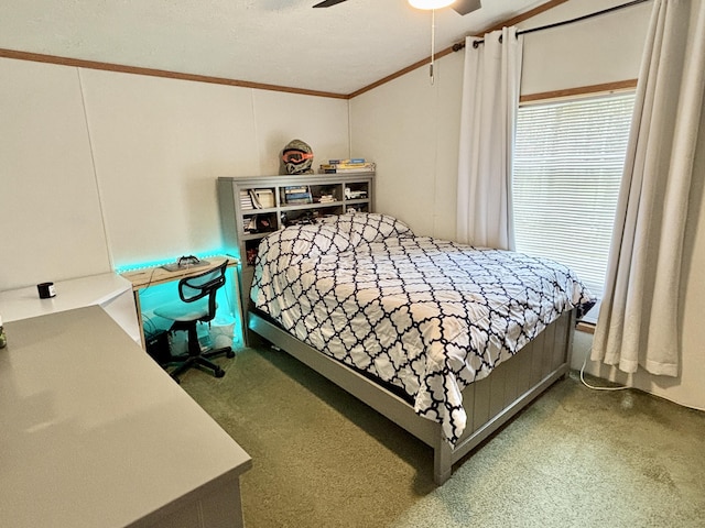 2872 Granger Rd, Lewiston, MI 49756 - carpeted bedroom with ornamental molding and ceiling fan