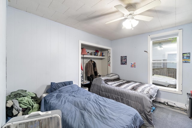 202 E 3rd St, Gaylord, MI 49735 - bedroom featuring carpet floors, ceiling fan, and a closet