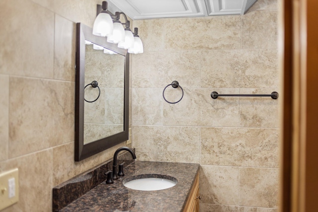 14250 Chippewa Trl, Johannesburg, MI 49751 - bathroom with vanity and tile walls