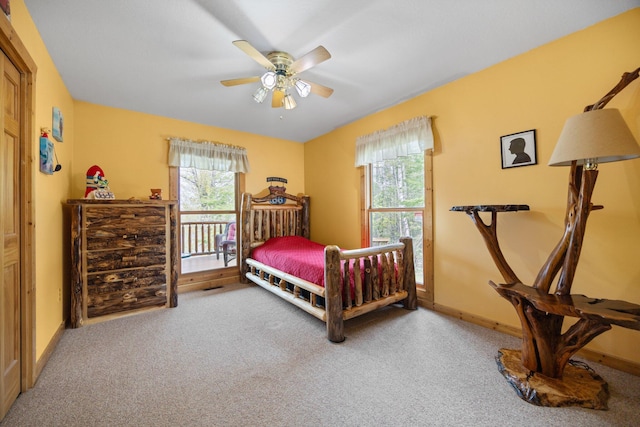14250 Chippewa Trl, Johannesburg, MI 49751 - bedroom with access to outside, multiple windows, and carpet flooring