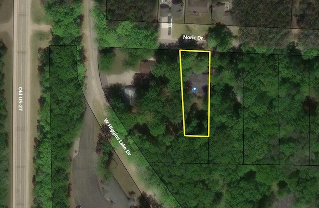 445 Noric Dr, Roscommon, MI 48653 - aerial overview of property's location featuring property parcel outlined