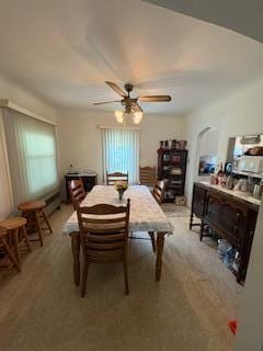 18598 Henry St, Melvindale, MI 48122 - dining area featuring a ceiling fan and light colored carpet