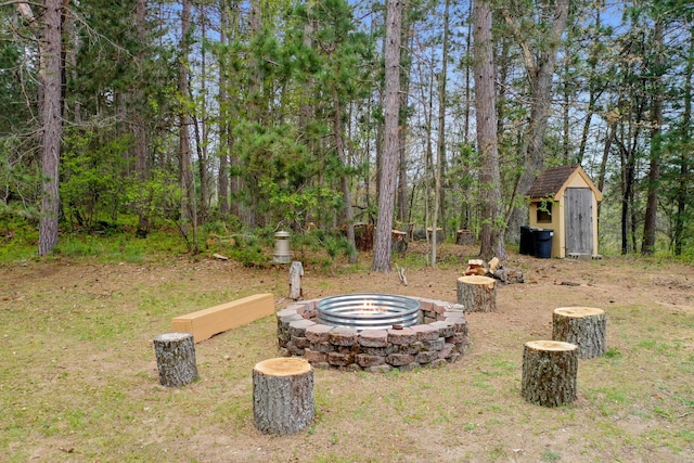 7028 Merrio Rd, Grayling, MI 49738 - view of yard with a fire pit