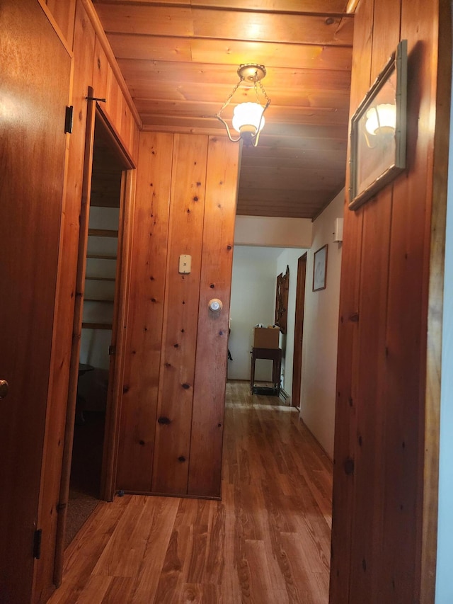 7305 Chain Lake Dr, South Branch, MI 48761 - hallway featuring wood finished floors and wooden ceiling