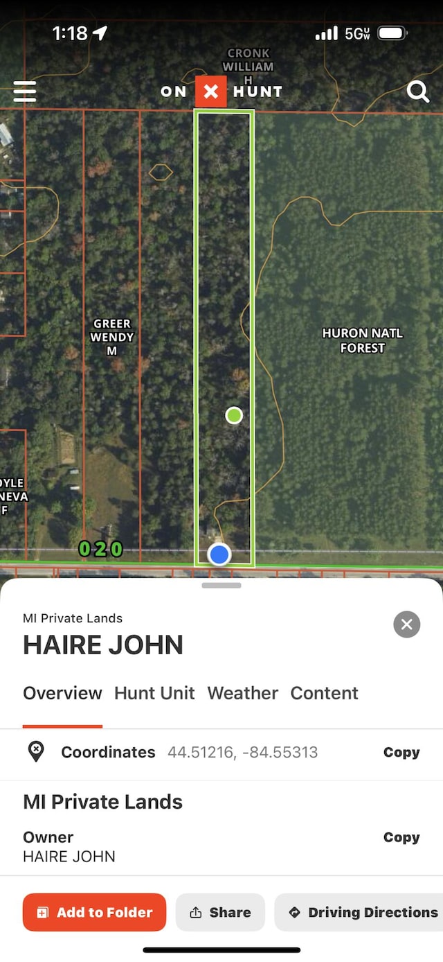 2883 M-18, Roscommon, MI 48653 - aerial map of property and surrounding area with property boundaries highlighted
