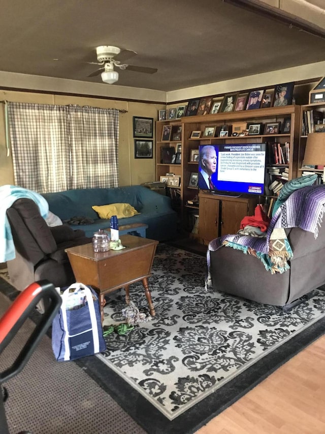 4541 Wills Rd, Lewiston, MI 49756 - living room featuring wood finished floors and a ceiling fan