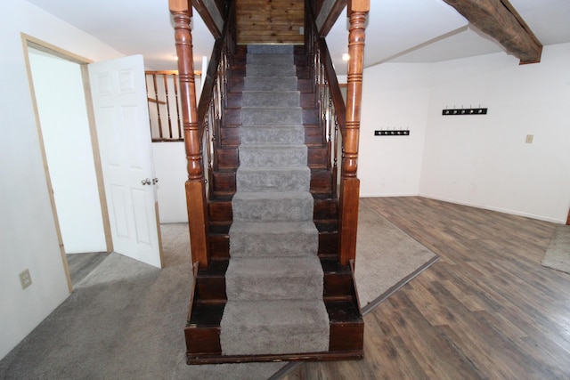 7844 Gilbert Trl, Grayling, MI 49738 - stairway featuring wood finished floors