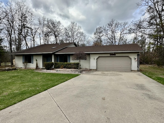11030 S Stephan Bridge Rd, Roscommon, MI 48653 - ranch-style house featuring an attached garage, driveway, and a front lawn