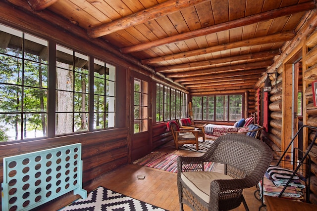 4423 Island View Dr, Gaylord, MI 49735 - sunroom with beamed ceiling